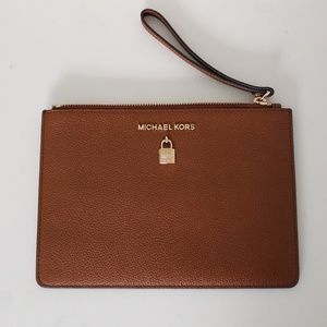 NWOT Michael Kors Adele XL Slim Leather Clutch Wristlet
